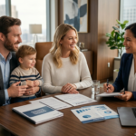 American family discussing life insurance planning with a professional financial advisor